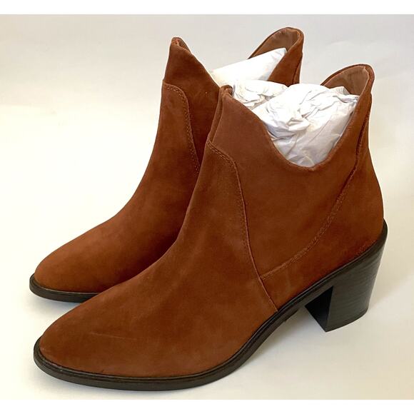 Seychelles Leather Suede Heeled Ankle Boots Brown Size 9 NEW - Picture 3 of 9